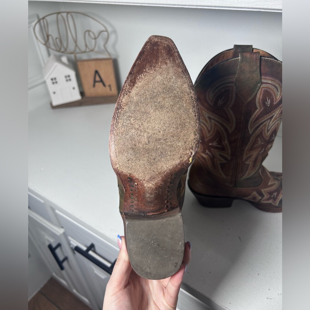 **SOLD**Rocky Women’s Western Cowboy Boots 8.5M Brown Leather Handmade - Picture 7 of 8